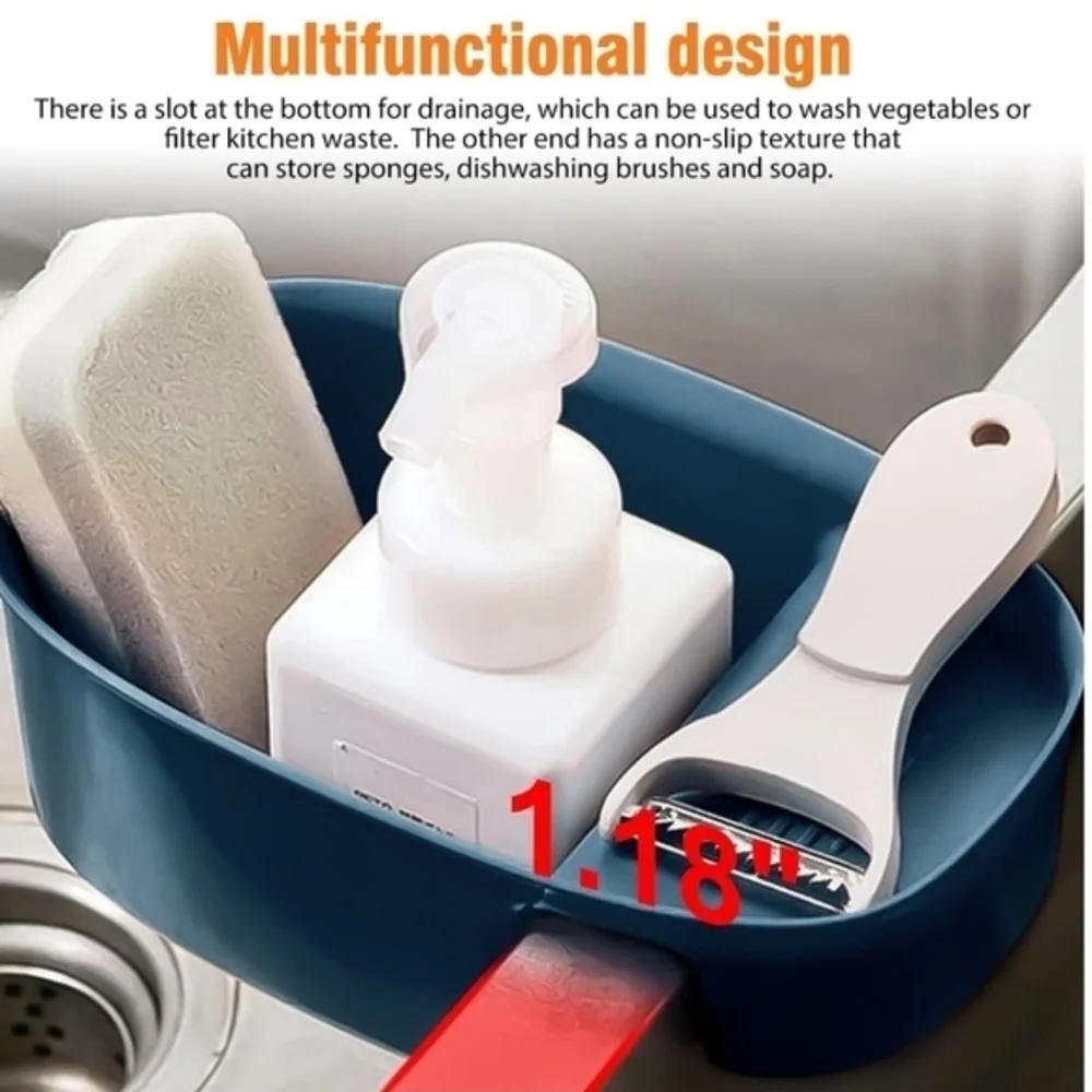 Multifunctional‎ Sink Drain Rack Food Strainer,Wet/Dry Sponge Holder